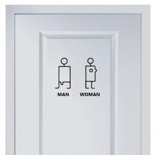 Rectangle Marks for Men and Womens Vinyl Toilet Sticker Fashion for Shop Office Home Cafe Hotel Toilets Door Decor Wall Sticker