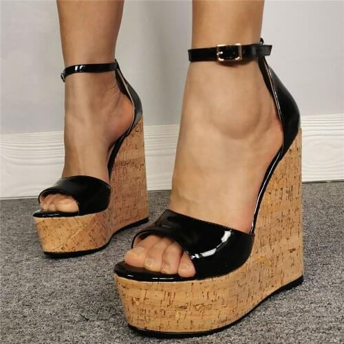 Real photo woman super high wedge open toe platform sandal custom large size high platform woman wedge sandal