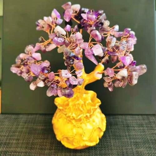 Fortune tree lucky decoration home decoration crafts Crystal Stone Money Tree Feng Shui Room Ornament Gift