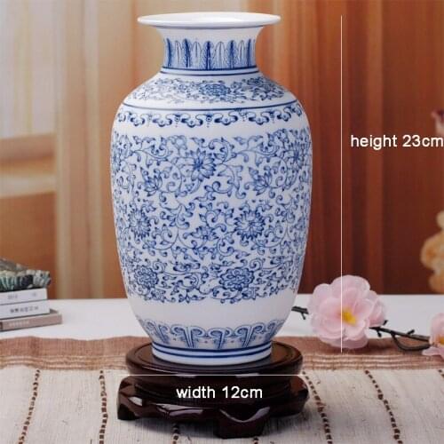 Blue And White Vase Matte Interlock Branch Lotus Decoration Jingdezhen Ceramic Graceful Decorate Ornaments Flower Vases