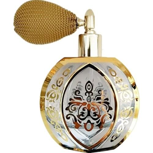 Crystal Glass Perfume Bottles With Retro Air Bag Boudoir Ornament Gold Birthday Present Wedding Gift Bath Hardware