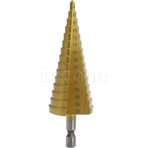 High Quality 4-32mm HSS Triangle Shank Pagoda Step Drill Bit