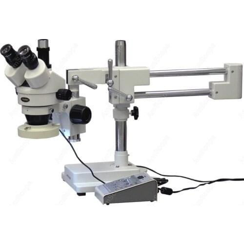 Trinocular Stereo Microscope--AmScope Supplies 3.5X-45X Trinocular Stereo Microscope with 8-Zone 80-LED Ring Light