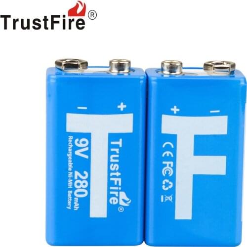 TrustFire 9V 280mAh Rechargeable Ni-MH Battery NiMH 9V Battery pilhas recarregaveis 9 volt batteries with storage box