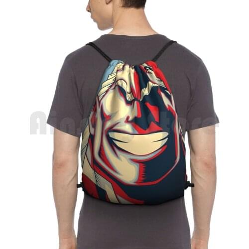 All Might Retro Backpack Drawstring Bags Gym Bag Waterproof Anime All Might Cool Hero Memesrus