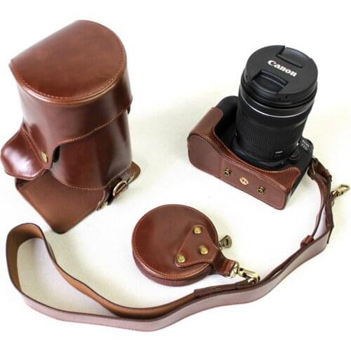 High Quality New Luxury Pu Leather DSLR Camera Case Bag For Canon 77D 800D Camera Cover Pouch With Strap Open Battery