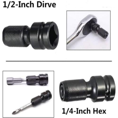 1/2 inch Square To 1/4 inch Hex Ratchet Socket Wrench Socket Adapter Spanner Set Drive Converter Impact Tool Lengte 50mm