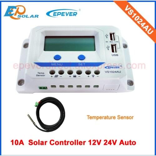 10A 10amp VS1024AU with USB terminal output 12v 24v auto work solar portable regulator+temperature sensor