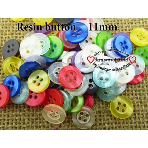 100PCS 11MM color 4-Holes Dyed RESIN buttons coat boots sewing clothes accessories brand shirt button R-136