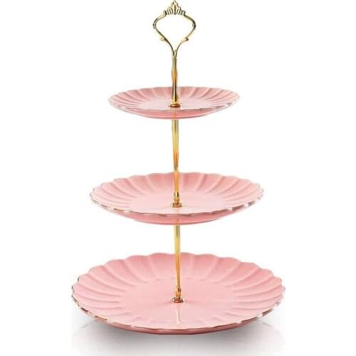 2/3 Tier Cake Rod Plate Stand Golden/Silver Cake Tray Bracket Sweet Cupcake Display Tower Stand For Wedding Party Decor No Plate