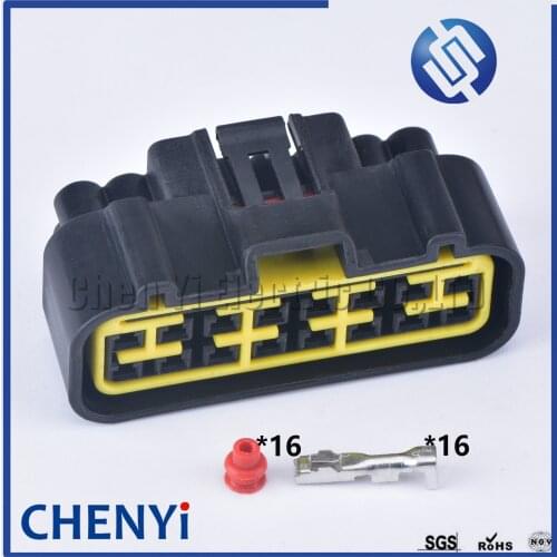 2 set 16 Pin female 2.3mm automotive waterproof plug wire cable harness connector FW-C-E16F-B FW-L-D16F-Y