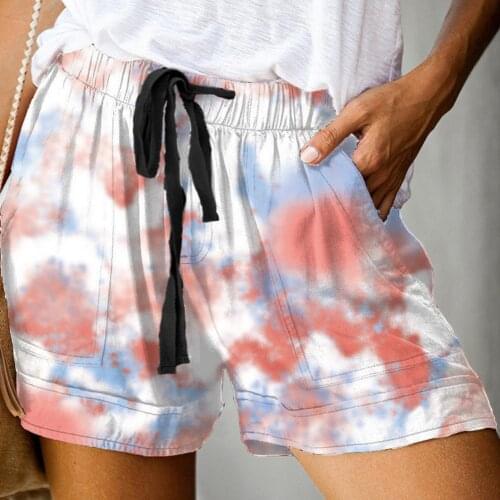 2020 New Tie Dye Print Summer Womens Shorts Beach Mid Waist Straight Tube Shorts Fashion Women Casual Plus Size Short Pants 4XL