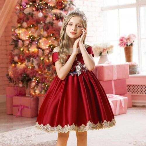 2021 Formal Party Dress Elegant Kids Dresses For Girls Children Costume Flower Princess Dress Girl Evening Gown Lace Vestidos