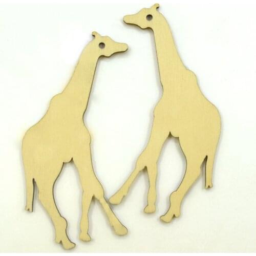 30 PCS lovely giraffe DIY accessories wood cutting arts and crafts 85*28mm Wedding decoration children teaching supplies 1128