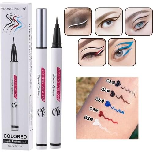 5 Color Liquid Eyeliner Pen Waterproof Colored Eye Liner Cosmetic Long Lasting Quick Dry Beauty Eyes Makeup Blue White Pencil
