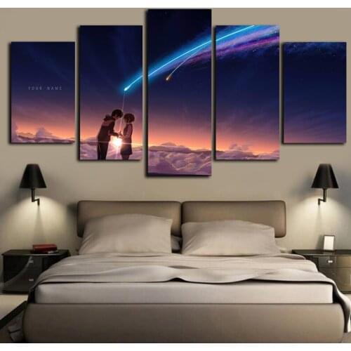 5 Pieces HD Print Painting Canvas Painting Modern Movie Your Name (Kimi no Na wa) Canvas Wall Art Home Decor For Living Room