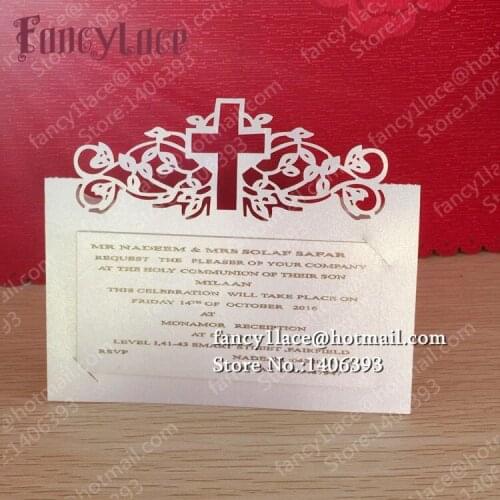 50pcs Christening Baptism laser cut table decoration card Cross Personalized Place card name card for party and wedding favor