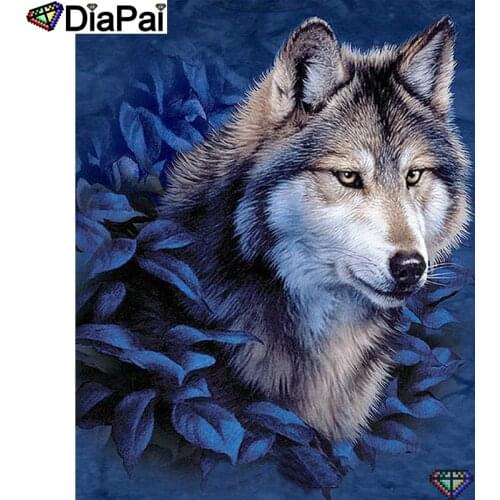 DIAPAI 5D DIY Diamond Painting 100% Full Square/Round Drill "Animal wolf" Diamond Embroidery Cross Stitch 3D Decor A23345