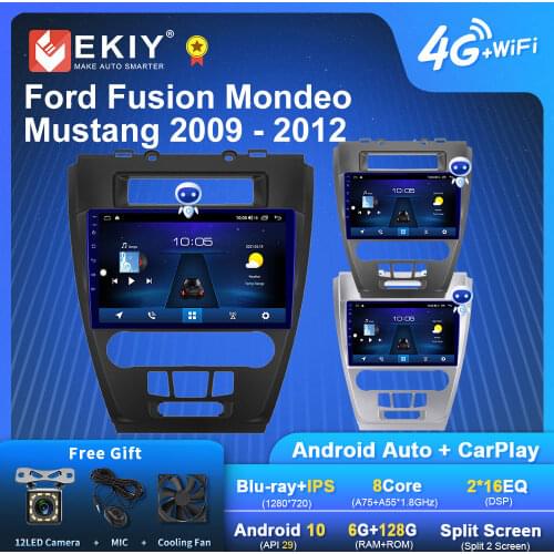 EKIY Car GPS Navigation Player Android 9 2din Autoradio For Ford Fusion Mondeo Mustang 2009-2012 Car Multimedia Stereo Recoder