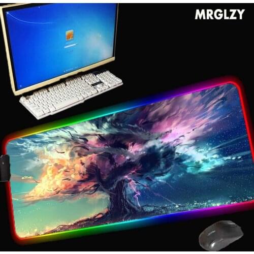 MRGLZY Anime big mouse pad XXL RGB gaming accessories desk mat LED natural rubber non-slip waterproof household carpet mat XXL