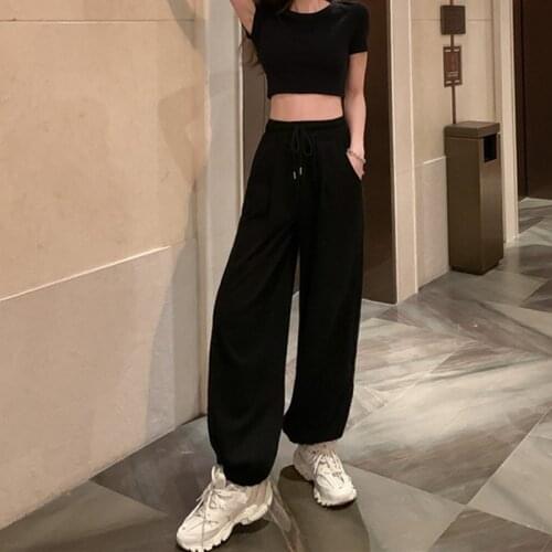 Sweatpants Women Clothes Pants Streetwear 2020 Summer Fashion Korean Style Wide Leg Harajuku Baggy Black High Waisted Vintage