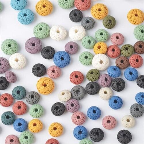 Natural Volcanic Rock Beads Volcanic Stone Manual Abacus Ball Beads Loose Box for DIY Necklace Bracelet Clothing Accessories
