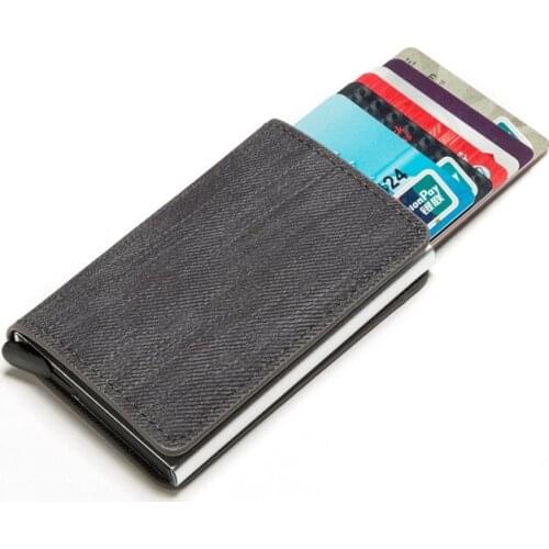 New Business ID Credit Card Holder Men and Women Metal RFID Vintage Aluminium Box PU Leather Card Wallet Note Carbon