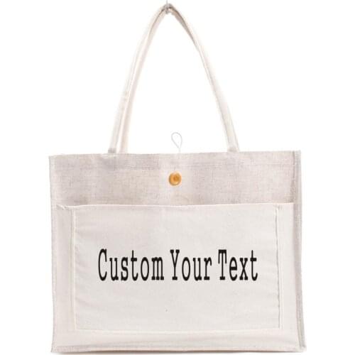 Custom Your Text Jute Tote Bag Bridal Bridesmaid Tote Bag Personalized Name Tote Bag Printed Bag Eco-Friendly Shopping Tote Bag