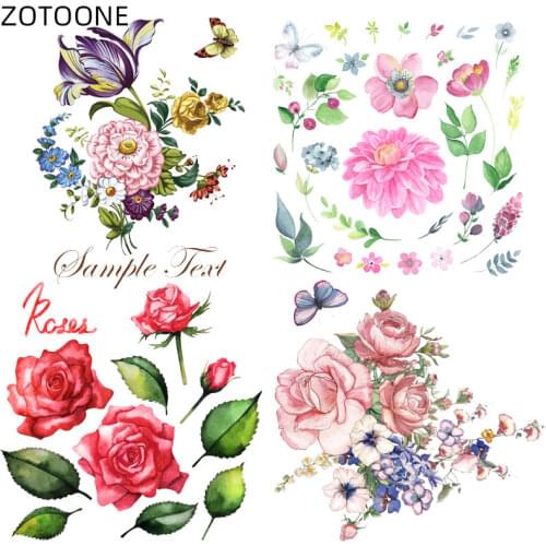 ZOTOONE T-Shirt DIY Iron on Patches Printed Letter Flower Stickers Heat Transfers for Clothing Vinyl Clothes Appliques for kid F