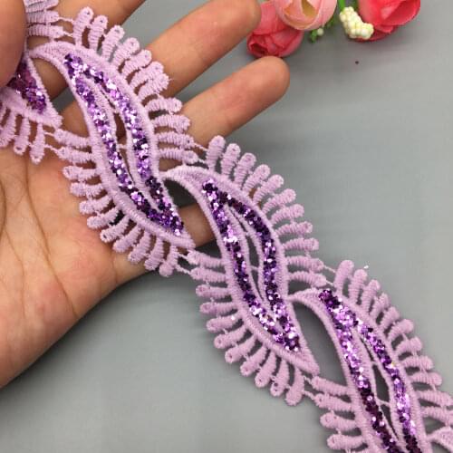 1 yard Cotton Purple Eyelash Glitter Lips Lace Ribbon Shiny Trims Fabric Wedding Dress Headdress DIY Accessories Sewing Craft