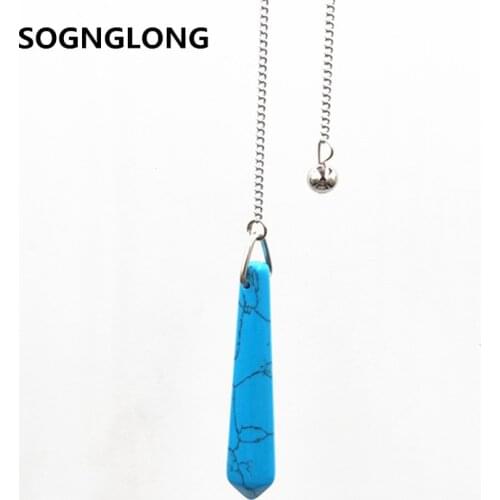 Reiki Healing Pendulum Natural Quartz Pendant Hexagon Prism Reiki Stone Pendulum Pendant Amulet Balancing Charms Jewelry