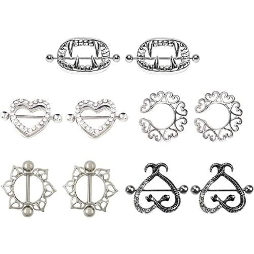 5 Pair Nipple rings Different Shape Nickel free Body Piercing Jewelry Surgical Steel