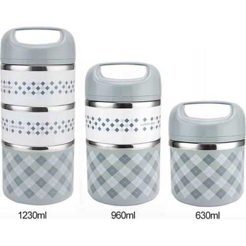 Stainless Steel Lunch Box Portable Multi-Layer Insulation Children Picnic Container Insulation Barrel Dropship