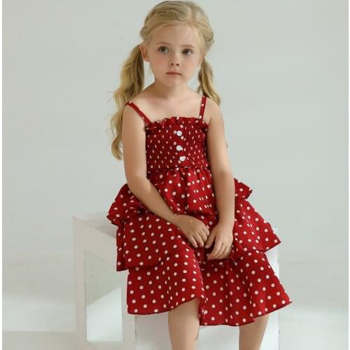 Girl Summer Straps Dress Kids Dresses For Girl Polka Dots Casual Wear Children Party Costume Baby Clothing Toddler Girls Clothes