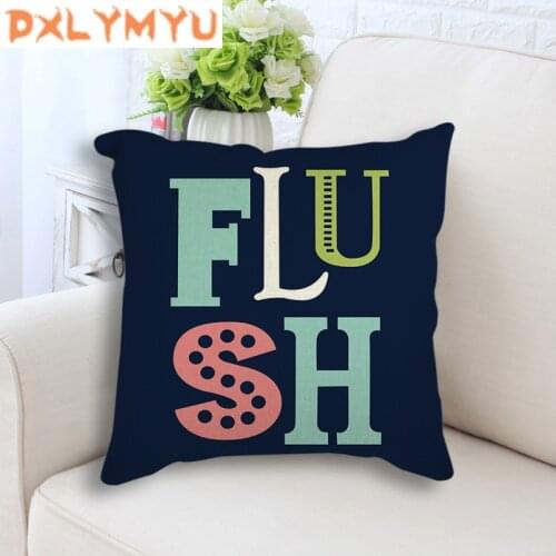 Linen cushion throw pillow for sofa decorative cushion wash brush flush funny toilet sign Nordic pillowcase cushion