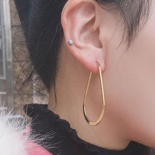 Metal Bohemian Long Big Drop Hoop Earrings for Women Gold Filled Geometry Statement Hoops Earring Wedding Party Jewelry Gift