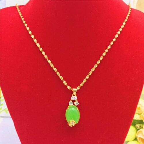 FASHION 14K GOLD NECKLACE FOR WOMEN WEDDING ANNIVERSARY JEWELRY CHARMS RED GEMSTONE PENDANT NECKLACE WITH ZIRCON STONE JEWELRY