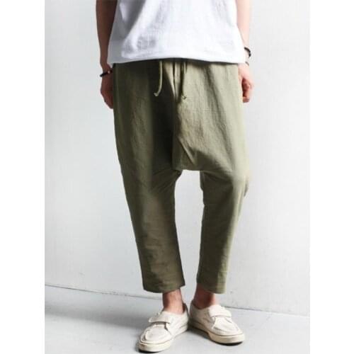 Mens nine hanging crotch pants loose rope fashion trend small foot leisure large size cross crotch pants