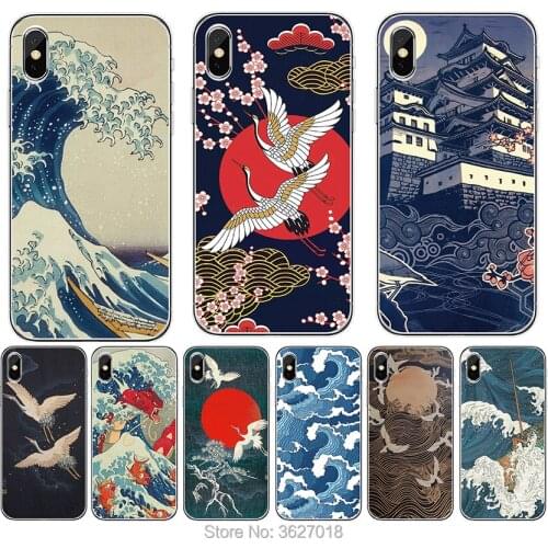 For LG Stylo 4 G7 G6 V40 V30 K11 2018 K10 K8 Q8 Q7 Q6 Xpower 2 3 soft TPU cover Cartoon Wave Art Japanese Silicone phone Cases