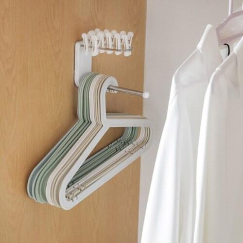 Punch-Free Wall Mounted Clothes Hanger Storage Rack Self Adhesive Double Layer Towel Holder Clips Organizer Hanger