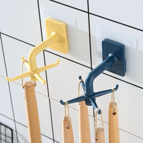 Wall Rotating Storage Rack Kitchen Organizer And Storage Hooks Kitchenware Storage Rack Spatula Spoon Kitchen Items