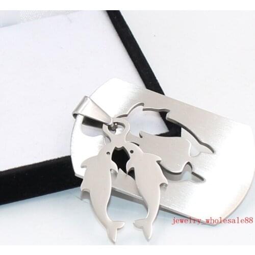 New style Lot of 5pcs in bulk Jewelry Finding Stainless steel Romantic dolphins Pendant Charms Necklace No chain