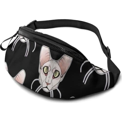 Sphynx Cat Waist Bag Sports Teenagers Waist Pack Polyester Print Bag
