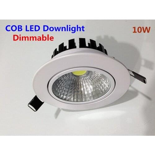 Dimmable LED COB Downlights round 10W12W High Quality Led Recessed Lights warm white White Shell CE&ROHS+Driver