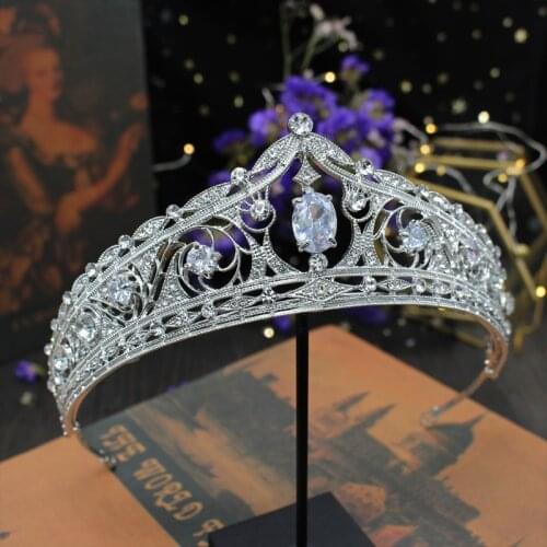Luxury Geometric Rhinestone Bridal Tiaras Baroque Alloy Crown Crystal Pageant Diadem Headband Wedding Hair Accessories
