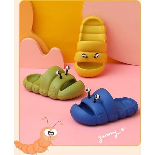 Childrens Slippers Non-slip Soft Bottom Cute Cartoon Caterpillar Anti-collision Baby Sandals And Slippers