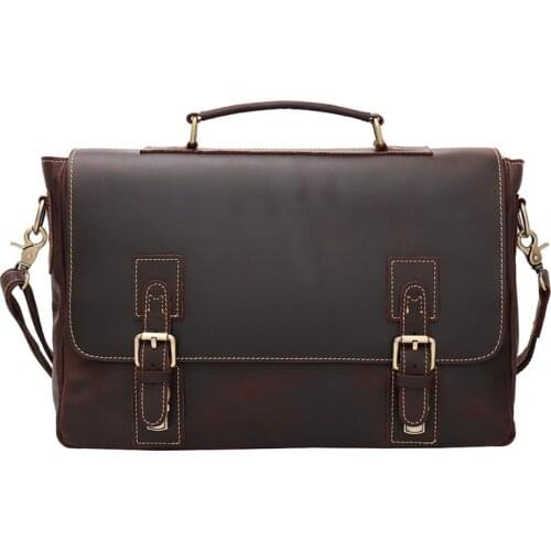 Luufan Genuine Leather Shoulder Vintage Men Business Bags Handbags Brown Bag Men For Office Supplies Laptop Male Briefcases Bag