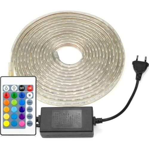 5050SMD LED Strip 220V 1M 5M 10M 15M Blue/ Red/ RGB LED Light 60leds/m striscia Waterproof Silicone Lamp 10mm Width Tira LED