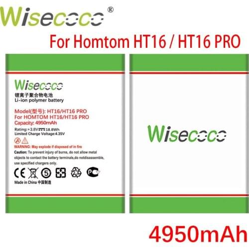 Wisecoco HT16 4950mAh Battery For Homtom HT16 HT 16 Pro Phone High quality Battery Replacement+Tracking Number