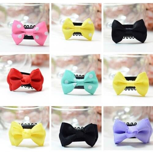 10 Pcs Baby Girls Ribbon Hair Bow Mini Latch Hair Clips Safe Boutique Barrettes 'lrz